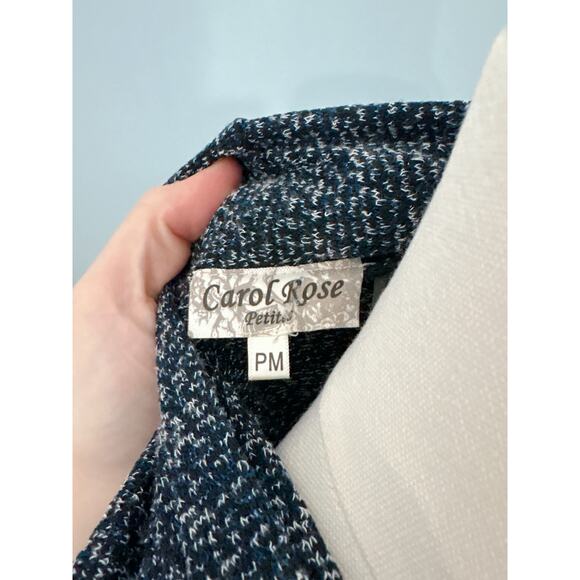 Carol Rose Marled Knit Cardigan Swearer Size Medium Petite Navy Blue - Picture 9 of 10